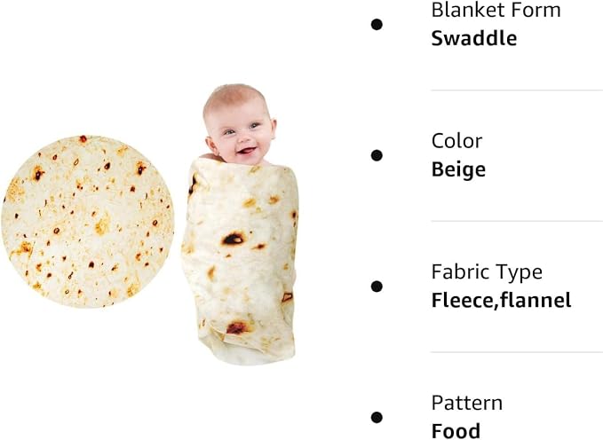 Tortilla Blanket, Baby Burritos Swaddle Blanket, Taco Blanket - Image 9