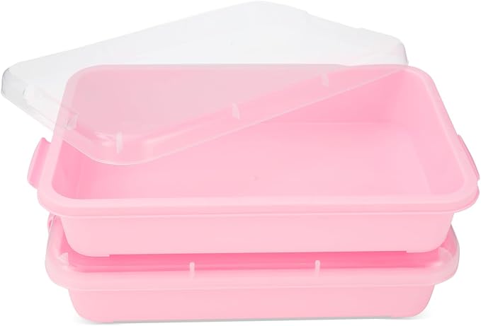 Sensory Bin Sand Tray with Lid for Toddlers 2 Pcs 15in Portable Sandbox Toy by LearningThroughPlay