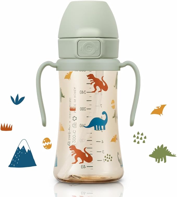 GROSMIMI Flip Top Spill Proof Sippy Cup, BPA Free, 10 oz, Stage 2 Straw - Image 5