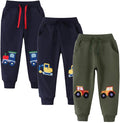Boys Pants, Toddler 3 Pack Drawstring Elastic Sweatpants Cartoon Active Joggers by WelcometoYookoom