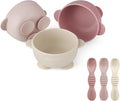 PandaEar 3 Pack Silicone Suction Baby Bowls & 3 Baby Feeding Spoons | Non-Slip by PandaEar