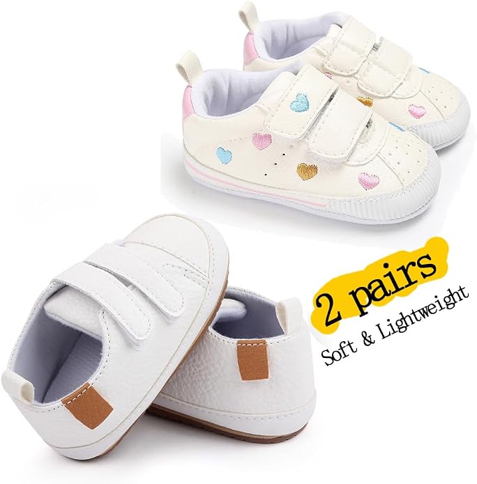 2Pairs Baby Shoes, Boys Girls Non-Slip Rubber Sole Sneakers, Unisex Infant Soft - Image 4