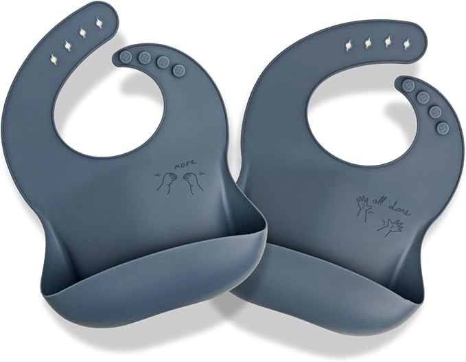 APLAINR Baby Sign Language Bib, Silicone Baby Bibs, ASL Graphics, Food Catcher by APLAINR