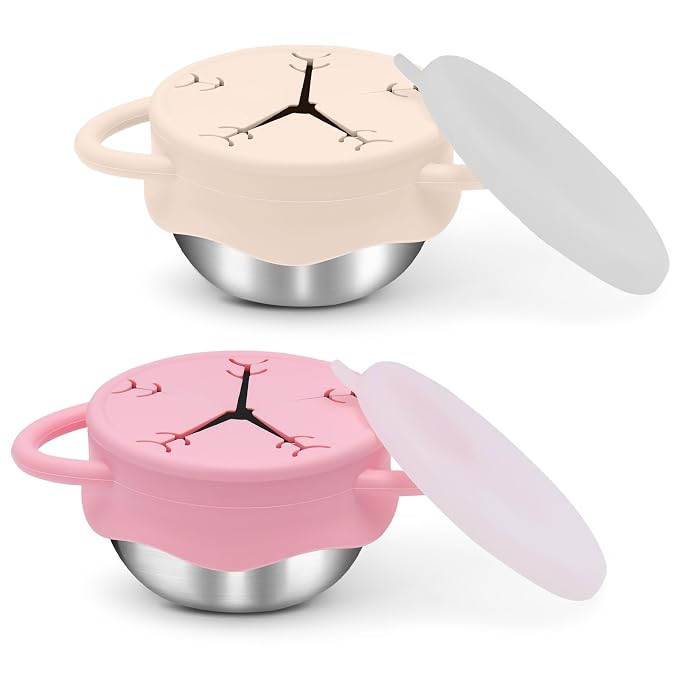 2 Pack Toddler Snack Containers –13.5oz Food Grade Stainless Steel Snack Cups by FHskFH
