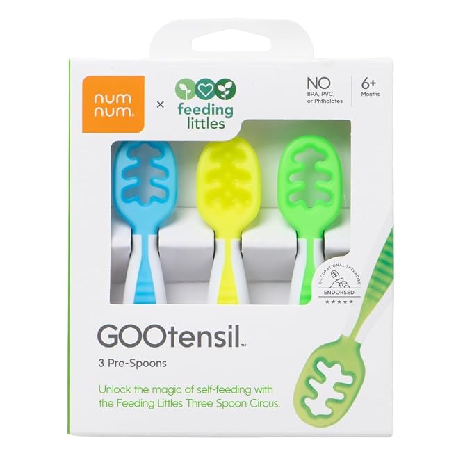NumNum Baby Spoons Set, Feeding Littles x Silicone Pre-Spoon GOOtensils by NumNum