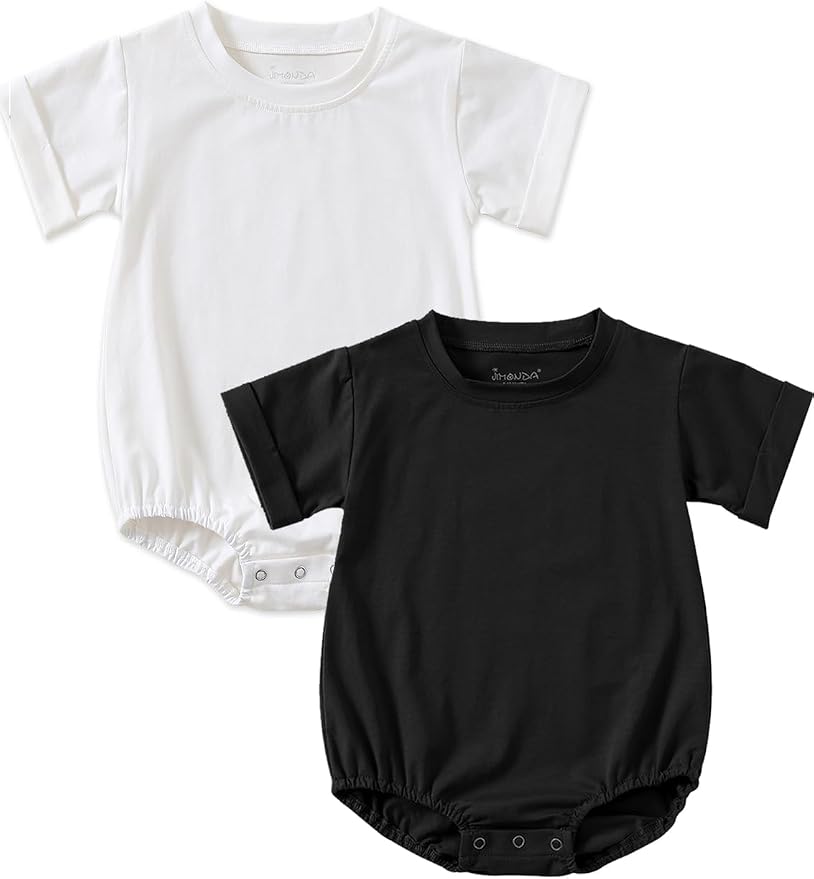 Jimonda Baby Bubble Romper Boy Girl Solid Color T-Shirt Outfits Short Sleeve by JimondaBaby