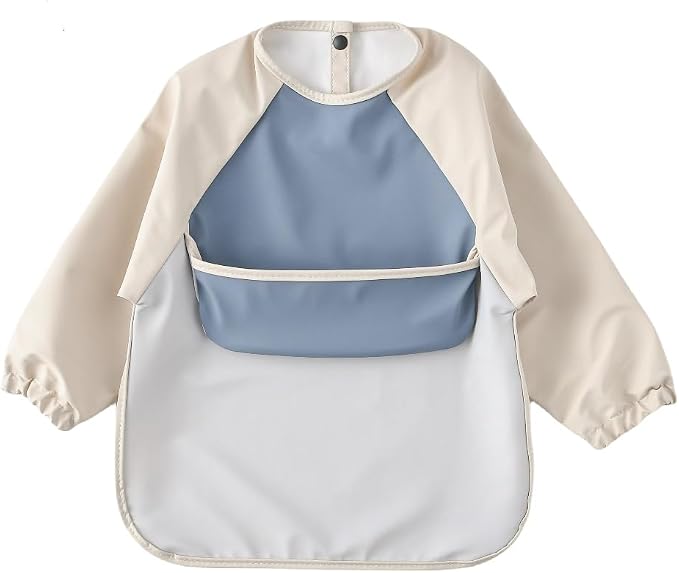 GZMM Waterproof Baby Bibs, Infant Toddler Long Sleeve Feeding Bib by GZMM