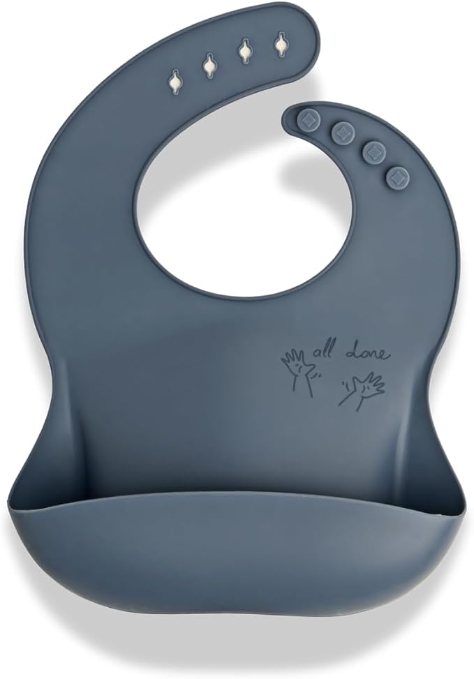 APLAINR Baby Sign Language Bib, Silicone Baby Bibs, ASL Graphics, Food Catcher by APLAINR