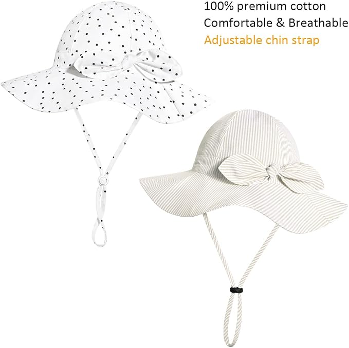 Baby Girl Sun Hat with UPF 50+ Outdoor Adjustable Beach Hat with Wide Brim - Image 6
