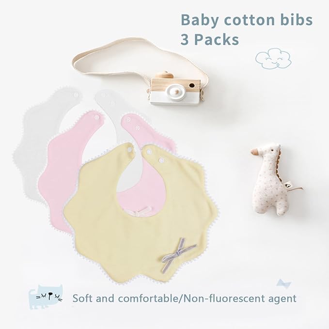 Bamery Baby Bandana Bibs White Cotton Drool Bibs - Image 6
