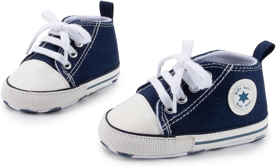 Meckior Baby Girls Boys Canvas Sneakers Soft Sole High-Top Ankle Infant First - Image 4