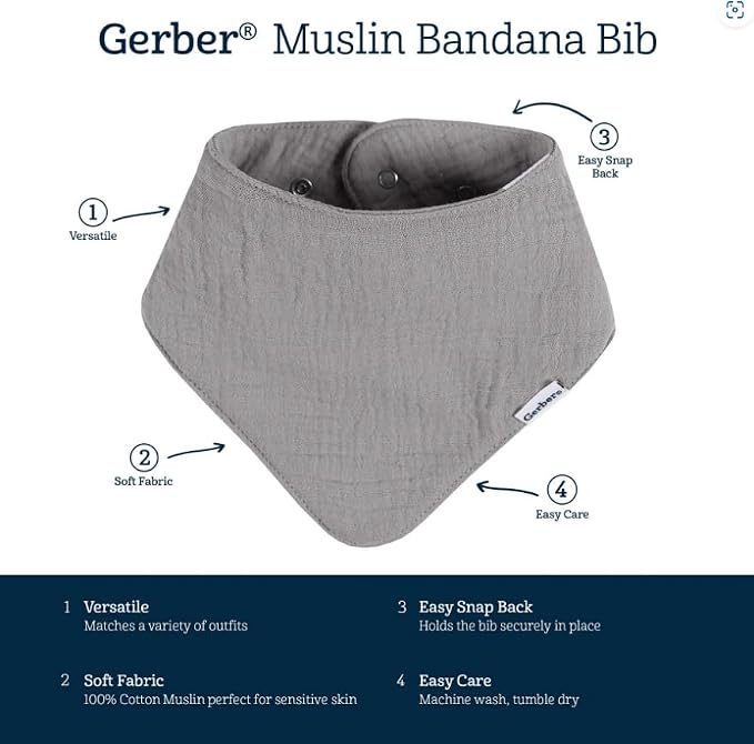 Gerber unisex-baby Muslin Bandana Bibs - Image 6