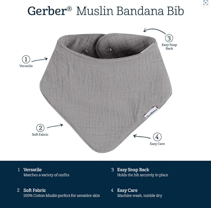 Gerber unisex-baby Muslin Bandana Bibs - Image 6