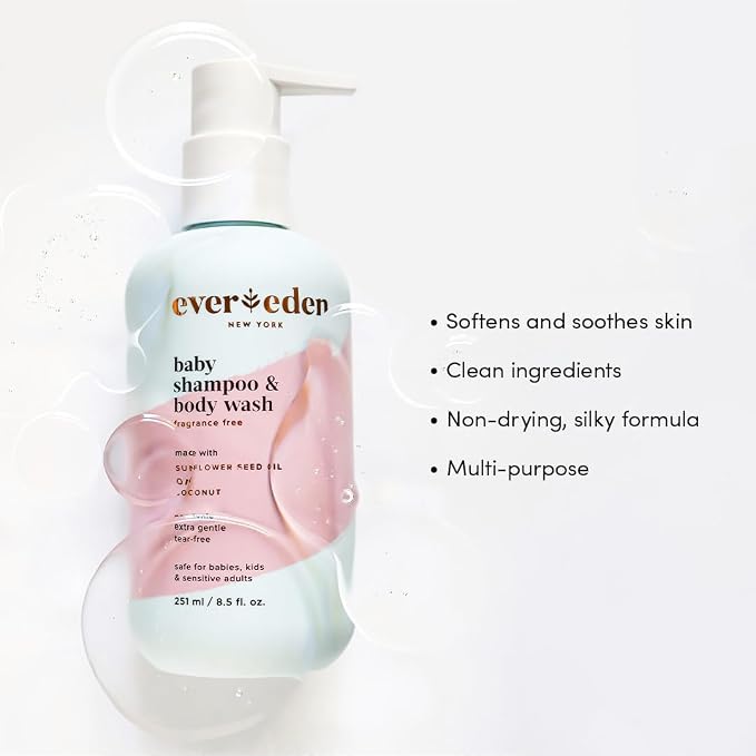 Evereden Baby Shampoo & Body Wash 2-in-1, 8.5 fl oz | Gentle, Fragrance-Free - Image 2