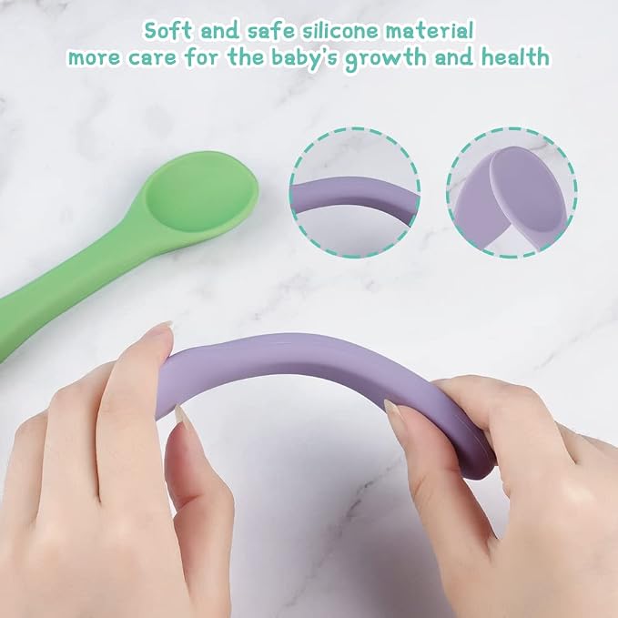Vicloon Silicone Baby Feeding Spoons, Baby Led Weaning Feeding Supplies - Image 4