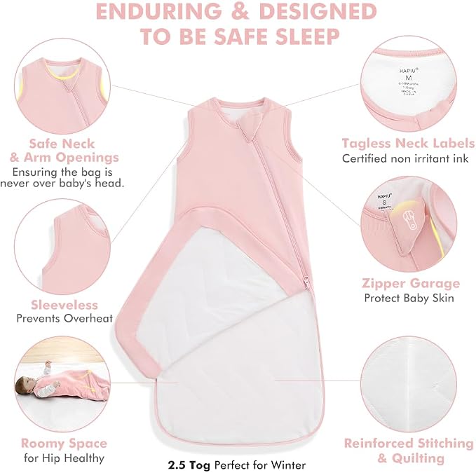 HAPIU Rayon Made from Bamboo Winter Baby Sleep Sack 2.5 TOG, 2-Way Zipper YKK - Image 4