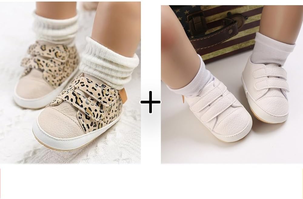 2Pairs Baby Shoes, Boys Girls Non-Slip Rubber Sole Sneakers, Unisex Infant Soft - Image 3