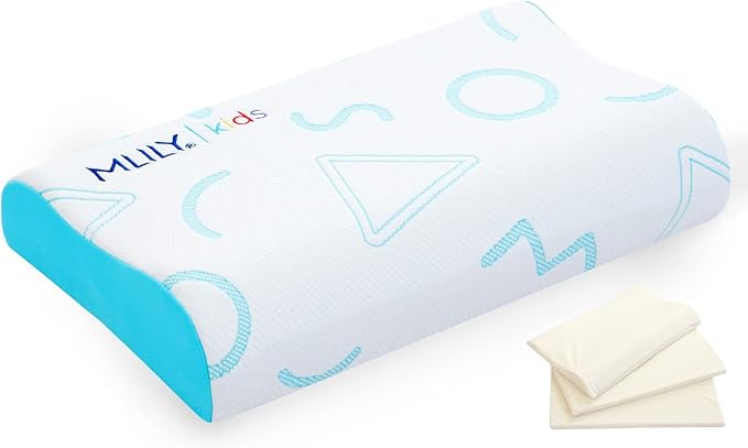 MLILY Kids Pillow for Sleeping, Adjustable Kids Memory Foam Pillow for Bed Set by MLILY
