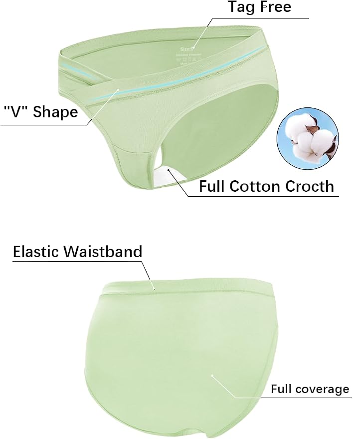 Molasus Cotton Crossover Maternity Underwear Under Bump Pregnancy Bikinis - Image 5