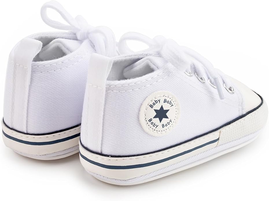 Meckior Baby Girls Boys Canvas Sneakers Soft Sole High-Top Ankle Infant First - Image 6