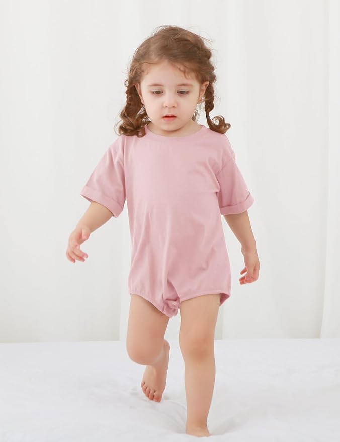 Jimonda Baby Bubble Romper Boy Girl Solid Color T-Shirt Outfits Short Sleeve - Image 5