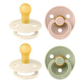 BIBS Colour Soother 4-Pack | BPA Free Dummy Pacifier | Round Nipple | Natural by BIBS