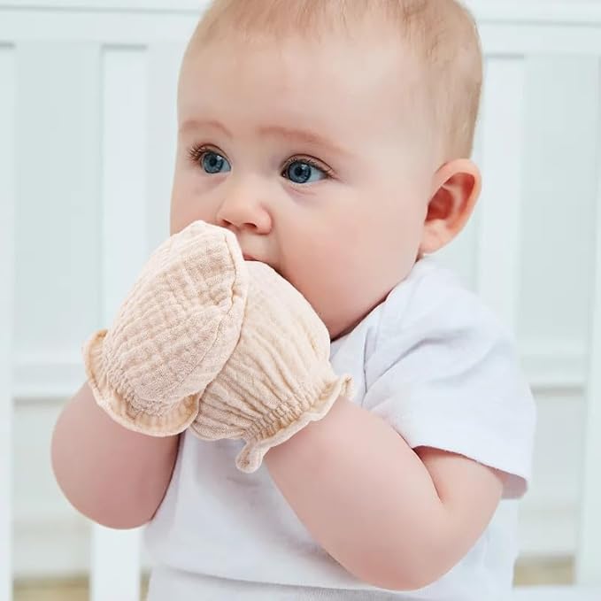 Pro Goleem Muslin Baby Mittens for Newborn, 100% Cotton No Scratch Soft - Image 2