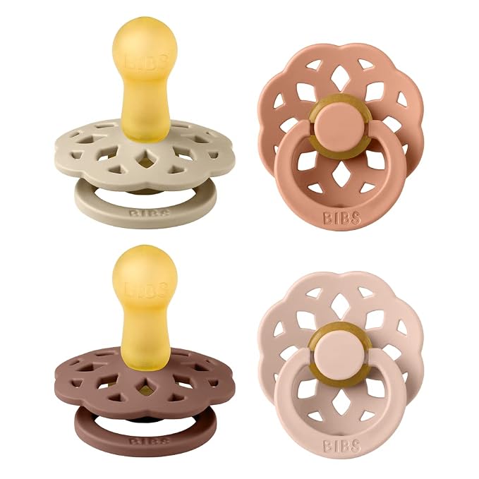 BIBS Boheme Soother 4-Pack | BPA Free Dummy Pacifier | Round Nipple | Natural by BIBS