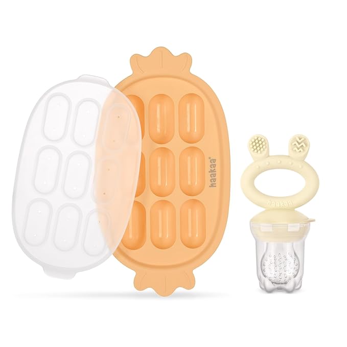 Haakaa Baby Fruit Food Feeder & Silicone Freezer Nibble Tray Combo by haakaa