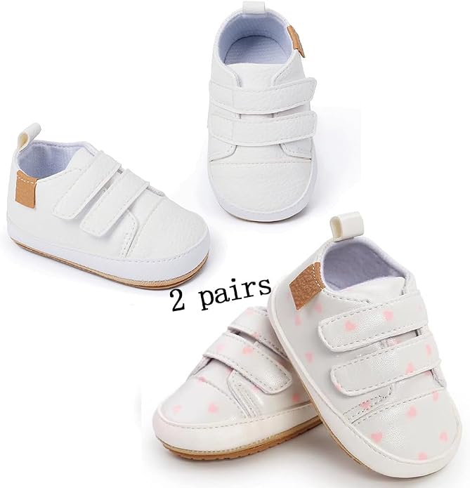 2Pairs Baby Shoes, Boys Girls Non-Slip Rubber Sole Sneakers, Unisex Infant Soft - Image 5