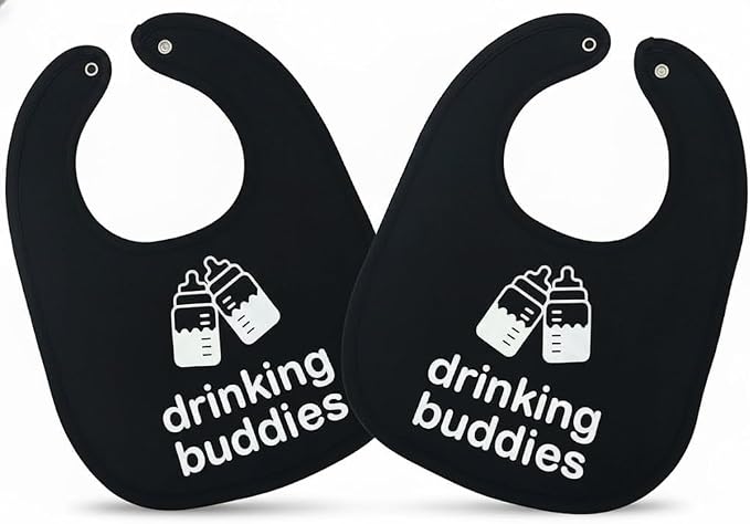 100% Cotton Drinking Buddies Twin Bibs Cute & Practical Unisex Bibs by TWINSTUFF