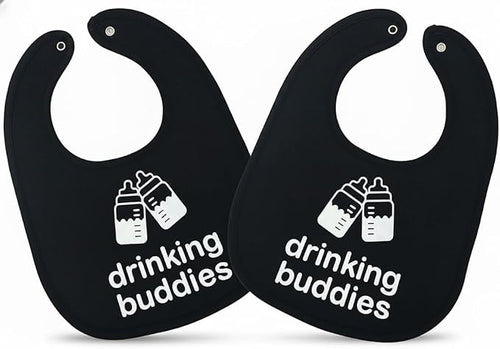 100% Cotton Drinking Buddies Twin Bibs Cute & Practical Unisex Bibs by TWINSTUFF