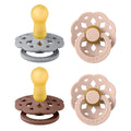 BIBS Boheme Soother 4-Pack | BPA Free Dummy Pacifier | Round Nipple | Natural by BIBS