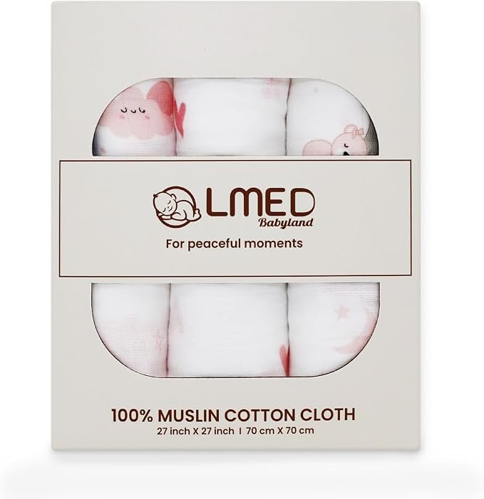 100% Muslin Cotton Baby Receiving Cloths, 27x27 in, Soft & Gentle - Image 2