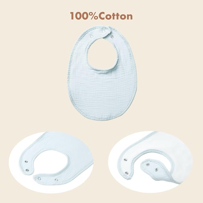 8-Pack Cotton Baby Drool Bibs - Image 5
