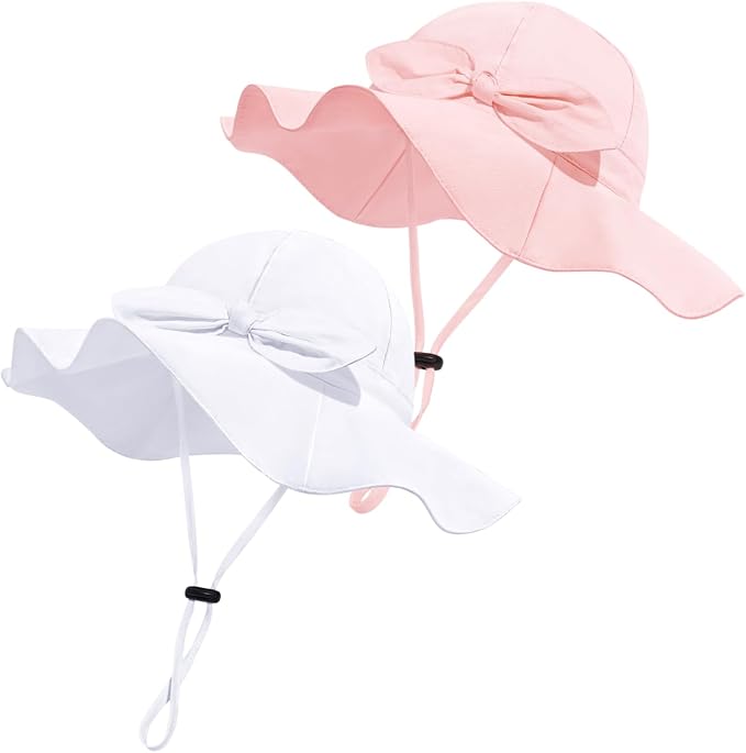 Baby Girl Sun Hat with UPF 50+ Outdoor Adjustable Beach Hat with Wide Brim by DANMY