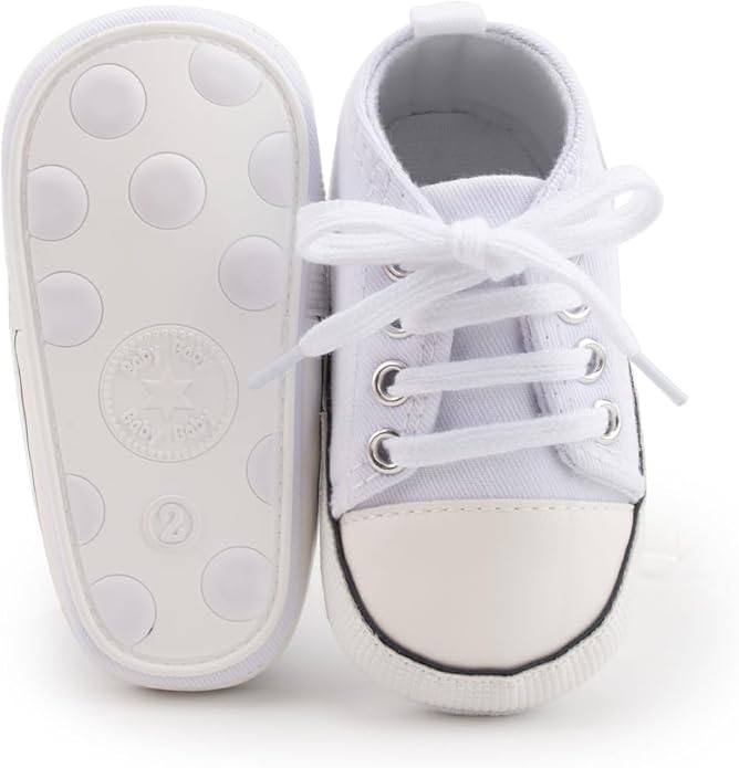 Meckior Baby Girls Boys Canvas Sneakers Soft Sole High-Top Ankle Infant First - Image 4