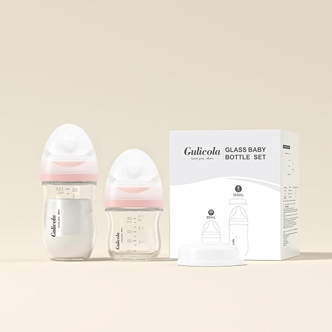 Gulicola Natural Glass Baby Bottle Newborn Set, 3 oz and 5 oz - Image 7