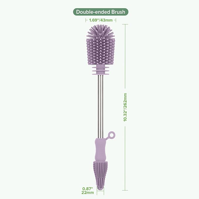 haakaa Cleaning Brush Silicone Bottle Brush Double-Ended Soft Silicone Bristles - Image 8