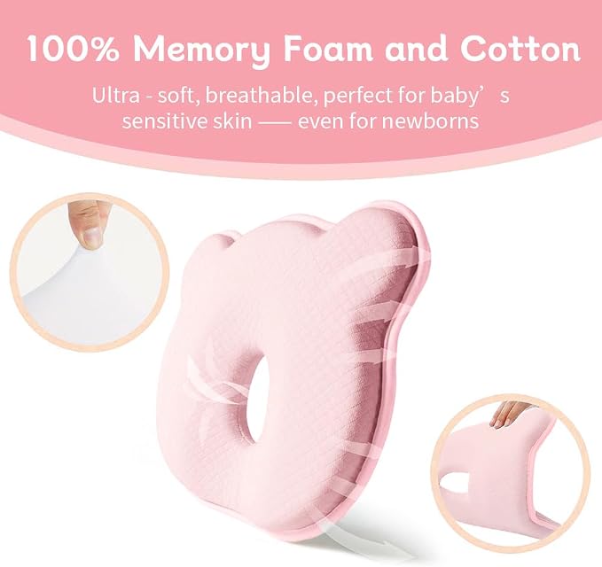Memory Foam Baby Pillow for Newborn Flat Head Baby Pillow Machine-Washable Neck - Image 3