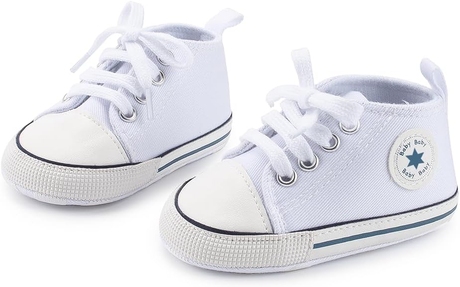 Meckior Baby Girls Boys Canvas Sneakers Soft Sole High-Top Ankle Infant First - Image 4