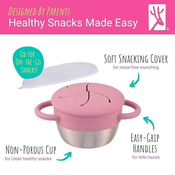 Elk and Friends Stainless Steel Snack Cups | Removable Silicone Food Catcher - Image 4