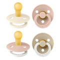 BIBS Colour Soother 4-Pack | BPA Free Dummy Pacifier | Round Nipple | Natural by BIBS