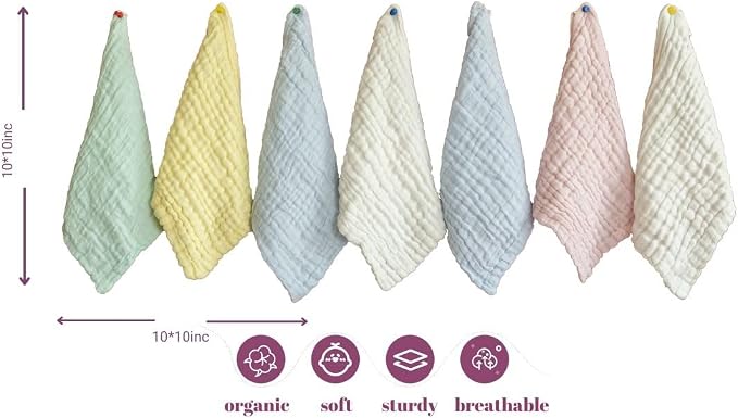Muslin Baby Washcloths Pack of 7 - Image 4