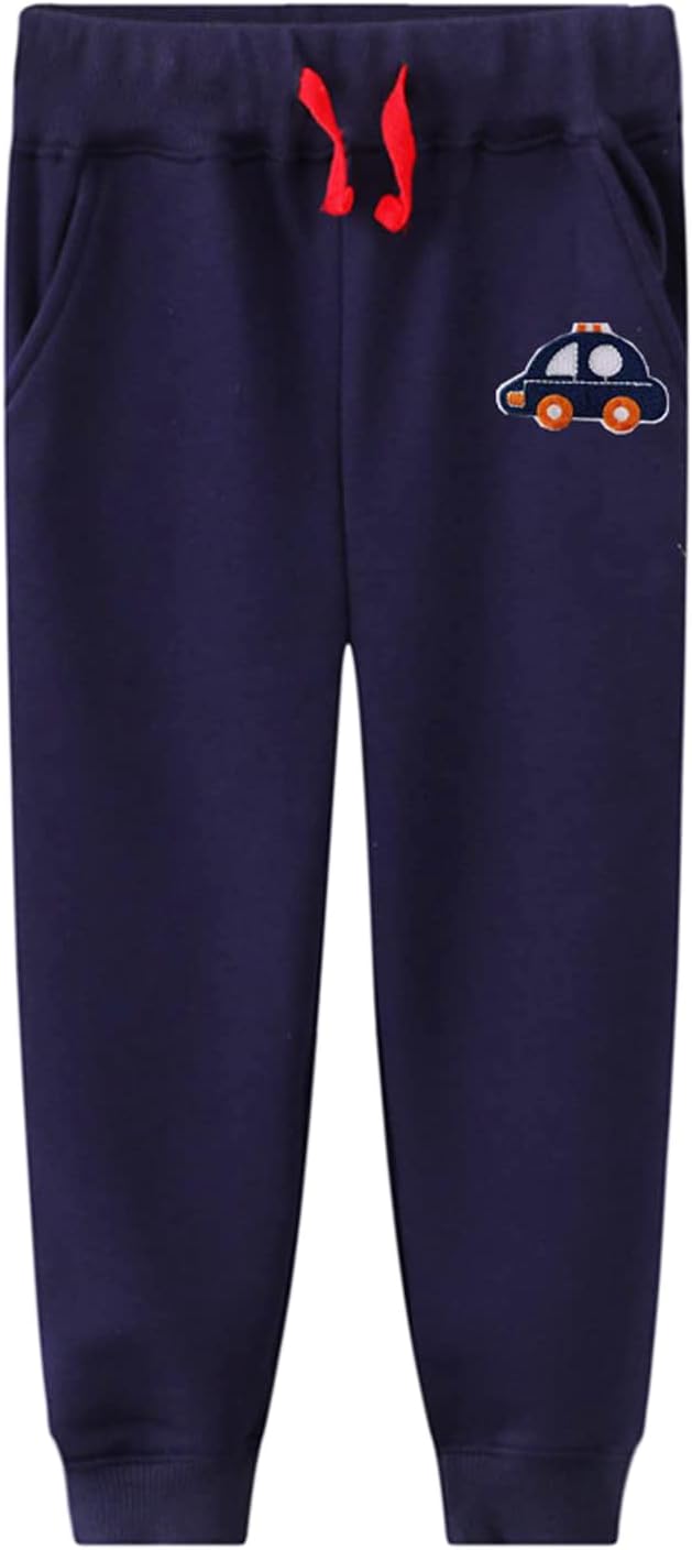 LOKTARC 2 Pack Boys Drawstring Sweatpants Cute Pattern Cotton Sport Jogger Pants - Image 2