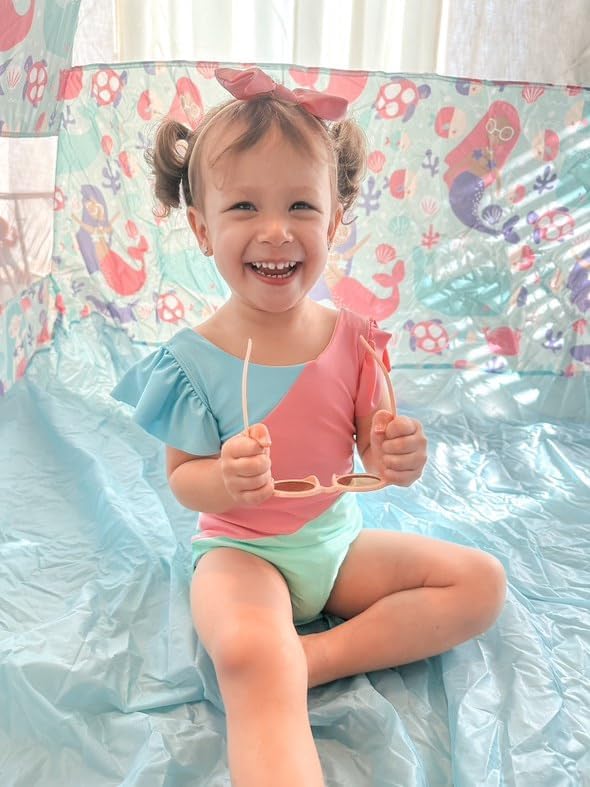 Toddler Girl Baby Ruffles Mermaid Fish Scale Swimsuit One Piece Swimwear - Image 4