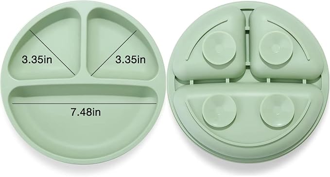 PandaEar 3 Pack Divided Unbreakable Silicone Baby and Toddler Plates - Image 3