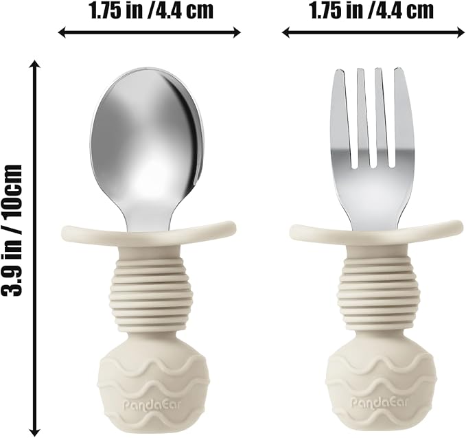 PandaEar 6 Pack Stainless Steel Toddler Spoons and Fork Feeding Set - Image 3