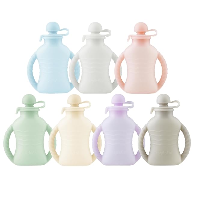 PandaEar 7 Pack Reusable Silicone Baby Food Pouches, Washable Freezer - Image 5