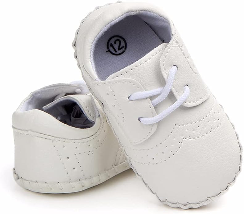 LONSOEN Baby Girls Boys Loafers Prewalker Dress Crib Shoes - Image 4